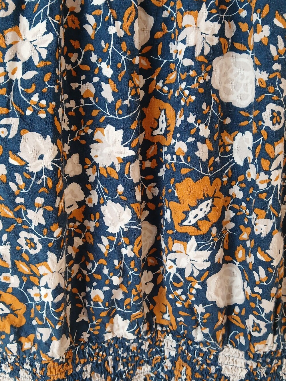 Universal Thread Navy and Orange Floral Smocked Peplum Blouse Size XXL - Picture 5 of 8
